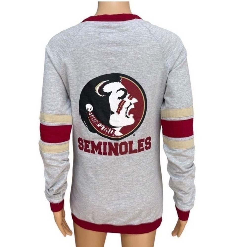 E5 College Classics FSU Florida State Seminoles Gray Garnet Cardigan Medium‎